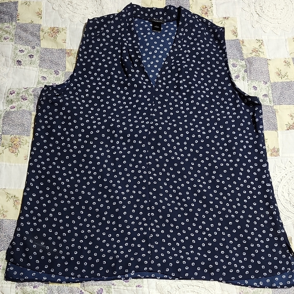Ann Taylor Blue Sleeveless Blouse